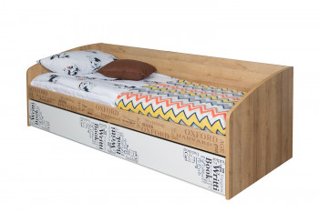 Кровать с 2 ящиками «Оксфорд» (Ривьера/Белый с рисунком) в Карасуке - karasuk.mebel54.com | фото