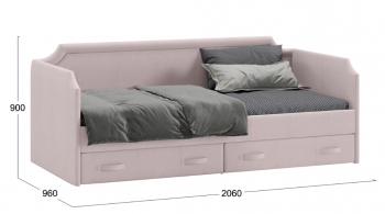 Кровать с мягкой обивкой и ящиками «Кантри» Тип 1 (900) (Велюр пудровый) в Карасуке - karasuk.mebel54.com | фото