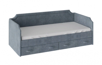 Кровать с мягкой обивкой и ящиками «Кантри» Тип 1 (900) (Замша синяя) в Карасуке - karasuk.mebel54.com | фото