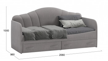 Кровать с мягкой спинкой и ящиками «Сабрина» 900 Светло-серый в Карасуке - karasuk.mebel54.com | фото