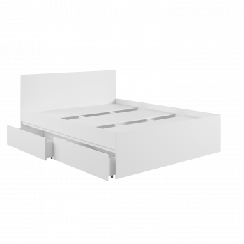 Кровать с ящиками К1.6М Мадера Белый в Карасуке - karasuk.mebel54.com | фото