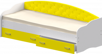 Кровать Софа-7 с мягкой спинкой (800х1900) Белый/Желтый в Карасуке - karasuk.mebel54.com | фото