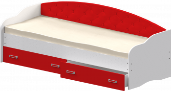 Кровать Софа-7 с мягкой спинкой (800х1900) Белый/Красный в Карасуке - karasuk.mebel54.com | фото