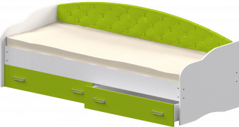 Кровать Софа-7 с мягкой спинкой (800х1900) Белый/Лайм в Карасуке - karasuk.mebel54.com | фото