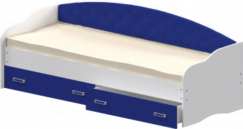 Кровать Софа-7 с мягкой спинкой (800х1900) Белый/Синий в Карасуке - karasuk.mebel54.com | фото