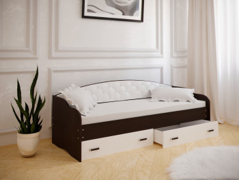 Кровать Софа-7 с мягкой спинкой (800х1900) Венге/ Белый в Карасуке - karasuk.mebel54.com | фото