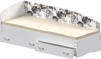 Кровать Софа-9 с мягкой спинкой с рисунком Милана (900х1900) Белый в Карасуке - karasuk.mebel54.com | фото