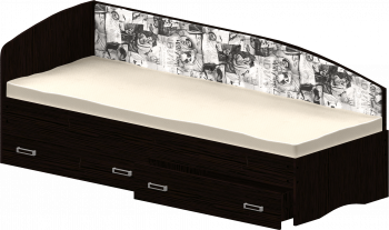 Кровать Софа-9 с мягкой спинкой с рисунком Милана (900х1900) Венге в Карасуке - karasuk.mebel54.com | фото