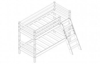 Кровать Соня вариант 12 низкая с наклонной лестницей Белый полупрозрачный в Карасуке - karasuk.mebel54.com | фото
