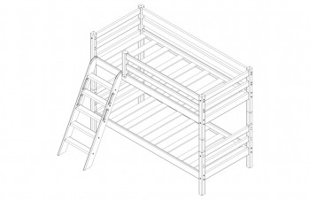 Кровать Соня вариант 12 низкая с наклонной лестницей Белый полупрозрачный в Карасуке - karasuk.mebel54.com | фото