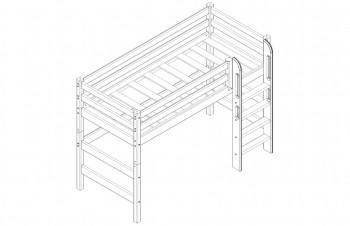 Кровать Соня вариант 5 полувысокая с прямой лестницей белый полупрозрачный в Карасуке - karasuk.mebel54.com | фото