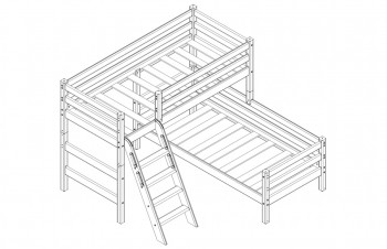 Кровать Соня вариант 8 угловая с наклонной лестницей Белый полупрозрачный в Карасуке - karasuk.mebel54.com | фото