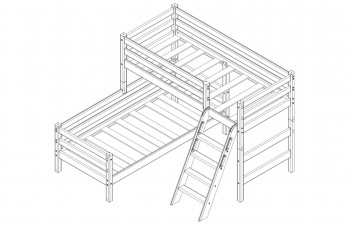 Кровать Соня вариант 8 угловая с наклонной лестницей Белый полупрозрачный в Карасуке - karasuk.mebel54.com | фото