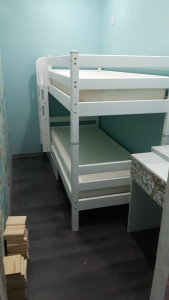 Кровать Соня вариант 9 двухъярусная с прямой лестницей Белый полупрозрачный в Карасуке - karasuk.mebel54.com | фото