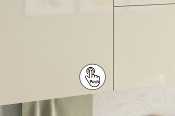 Кухонный гарнитур "Бостон 1.6" белый/крем глянец/дуб скальный глянец в Карасуке - karasuk.mebel54.com | фото