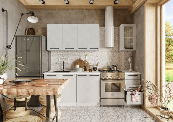 Кухонный гарнитур Нувель 1800мм белый/бетон белый в Карасуке - karasuk.mebel54.com | фото