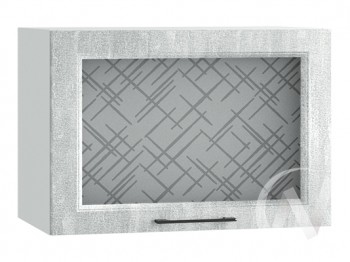 Либерти Шкаф верхний горизонтальный со стеклом ШВГС 609 (Холст грей/корпус белый) в Карасуке - karasuk.mebel54.com | фото