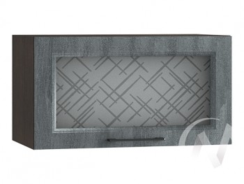 Либерти Шкаф верхний горизонтальный со стеклом ШВГС 609 (Холст грей/корпус венге) в Карасуке - karasuk.mebel54.com | фото