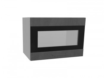 Лофт ПГСФ 500 шкаф верхний горизонтальный со стеклом и фотопечатью (Бетон темный/корпус Серый) в Карасуке - karasuk.mebel54.com | фото