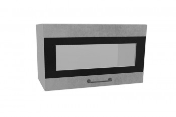 Лофт ПГСФ 600 шкаф верхний горизонтальный со стеклом и фотопечатью (Бетон светлый/корпус Серый) в Карасуке - karasuk.mebel54.com | фото