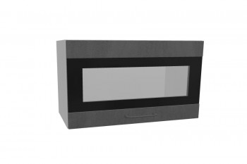 Лофт ПГСФ 600 шкаф верхний горизонтальный со стеклом и фотопечатью (Бетон темный/корпус Серый) в Карасуке - karasuk.mebel54.com | фото