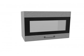 Лофт ПГСФ 600 шкаф верхний горизонтальный со стеклом и фотопечатью (Штукатурка серая/корпус Серый) в Карасуке - karasuk.mebel54.com | фото