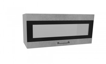 Лофт ПГСФ 800 шкаф верхний горизонтальный со стеклом и фотопечатью (Бетон светлый/корпус Серый) в Карасуке - karasuk.mebel54.com | фото