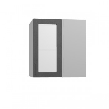 Лофт ПУС 650 шкаф верхний угловой со стеклом (Бетон темный/корпус Серый) в Карасуке - karasuk.mebel54.com | фото