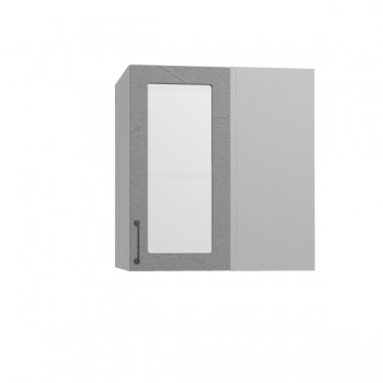 Лофт ПУС 650 шкаф верхний угловой со стеклом (Штукатурка серая/корпус Серый) в Карасуке - karasuk.mebel54.com | фото