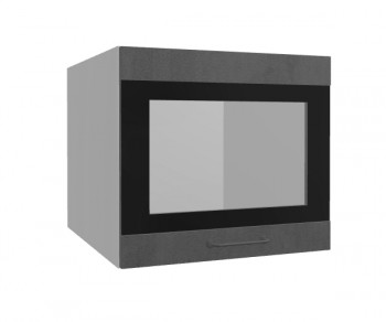 Лофт ВПГСФ 500 шкаф верхний горизонтальный со стеклом высокий с фотопечатью (Бетон темный/корпус Серый) в Карасуке - karasuk.mebel54.com | фото