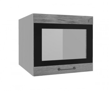 Лофт ВПГСФ 500 шкаф верхний горизонтальный со стеклом высокий с фотопечатью (Дуб цикорий/корпус Серый) в Карасуке - karasuk.mebel54.com | фото