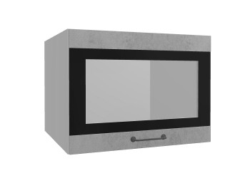 Лофт ВПГСФ 600 шкаф верхний горизонтальный со стеклом высокий с фотопечатью (Бетон светлый/корпус Серый) в Карасуке - karasuk.mebel54.com | фото