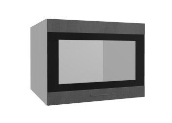 Лофт ВПГСФ 600 шкаф верхний горизонтальный со стеклом высокий с фотопечатью (Бетон темный/корпус Серый) в Карасуке - karasuk.mebel54.com | фото