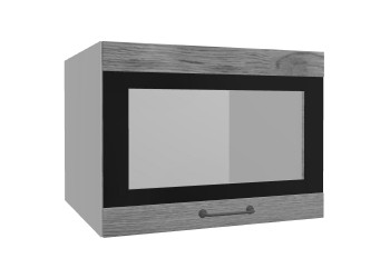 Лофт ВПГСФ 600 шкаф верхний горизонтальный со стеклом высокий с фотопечатью (Дуб цикорий/корпус Серый) в Карасуке - karasuk.mebel54.com | фото