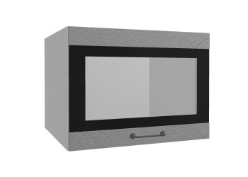 Лофт ВПГСФ 600 шкаф верхний горизонтальный со стеклом высокий с фотопечатью (Штукатурка серая/корпус Серый) в Карасуке - karasuk.mebel54.com | фото