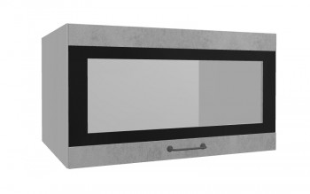 Лофт ВПГСФ 800 шкаф верхний горизонтальный со стеклом высокий с фотопечатью (Бетон светлый/корпус Серый) в Карасуке - karasuk.mebel54.com | фото