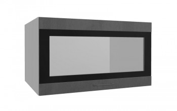 Лофт ВПГСФ 800 шкаф верхний горизонтальный со стеклом высокий с фотопечатью (Бетон темный/корпус Серый) в Карасуке - karasuk.mebel54.com | фото