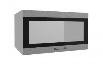 Лофт ВПГСФ 800 шкаф верхний горизонтальный со стеклом высокий с фотопечатью (Штукатурка серая/корпус Серый) в Карасуке - karasuk.mebel54.com | фото