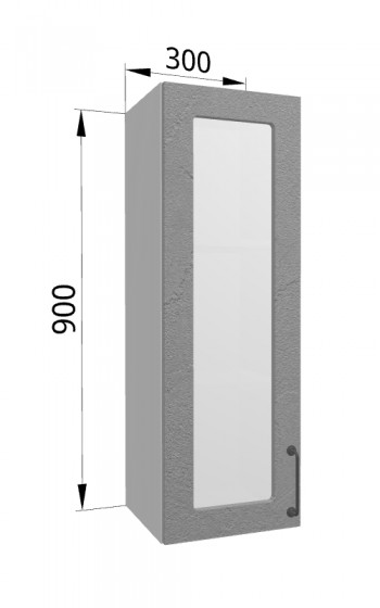 Лофт ВПС 300 шкаф верхний со стеклом высокий (Штукатурка серая/корпус Серый) в Карасуке - karasuk.mebel54.com | фото