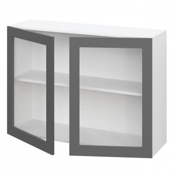 Лондон ШВС 1000 Шкаф верхний со стеклом (Дуб белый/корпус Белый) в Карасуке - karasuk.mebel54.com | фото