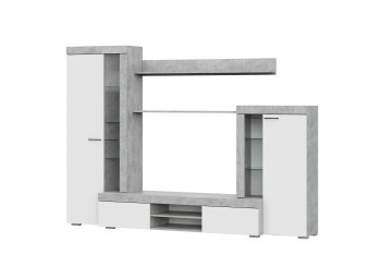 Мебель для гостиной МГС 5 Цемент светлый / Белый в Карасуке - karasuk.mebel54.com | фото