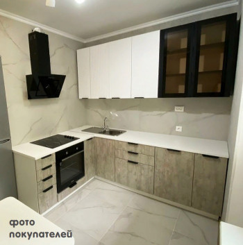 Модульная кухня Норд 1,6 м (Софт даймонд/Камень беж/Белый) в Карасуке - karasuk.mebel54.com | фото