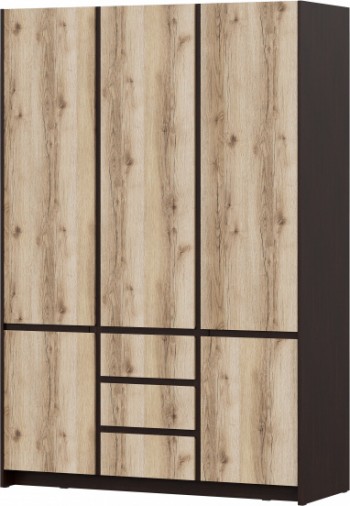 Модульная система "Прага" Шкаф для одежды трехстворчатый Дуб Венге/Дуб Делано в Карасуке - karasuk.mebel54.com | фото
