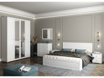Модульная спальня Барселона (Белый/Белый глянец) в Карасуке - karasuk.mebel54.com | фото