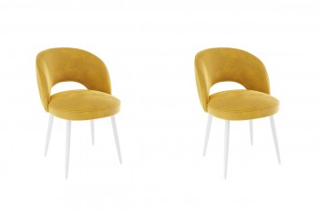 Набор стульев Моли 2 шт (жёлтый велюр/белый) в Карасуке - karasuk.mebel54.com | фото