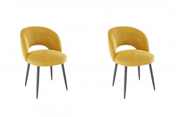 Набор стульев Моли 2 шт (жёлтый велюр/черный) в Карасуке - karasuk.mebel54.com | фото