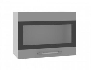 Норд ШВГС 600 Шкаф верхний горизонтальный со стеклом (Софт черный/корпус Белый) в Карасуке - karasuk.mebel54.com | фото