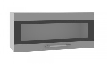 Норд ШВГС 800 Шкаф верхний горизонтальный со стеклом (Софт черный/корпус Белый) в Карасуке - karasuk.mebel54.com | фото