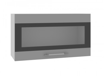 Ройс ВПГСФ 800 Шкаф верхний горизонтальный со стеклом с фотопечатью высокий (Графит софт/корпус Серый) в Карасуке - karasuk.mebel54.com | фото