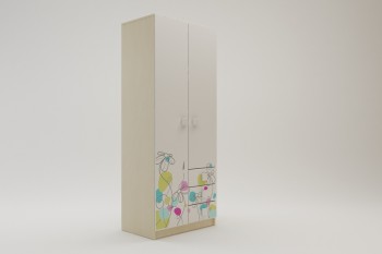 Шкаф 2-х створчатый с ящиками Флёр (Белый/корпус Клен) в Карасуке - karasuk.mebel54.com | фото